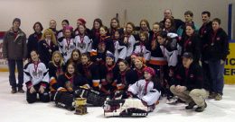 EGRT Tween A Champions, N.W. Impulse and the silver medal winners, Burlington Blaz'n Bluettes who were their adopted team for the weekend